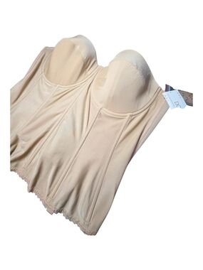 NWT Dominique Strapless Longline Corset Bustier Bridal Bra Beige